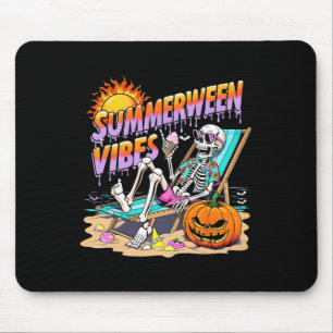 Summerween Vibes Skeleton Pumpkin Spooky Vacation Mouse Pad