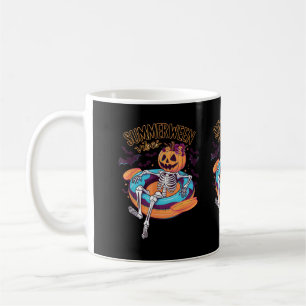 Summerween Vibes Skeleton Pumpkin Summer Vacation Coffee Mug