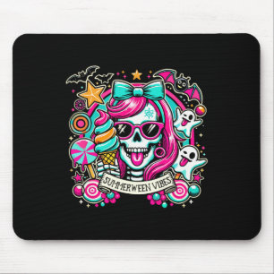 Summerween Vibes Skeleton Spooky Vacation Hallowee Mouse Pad