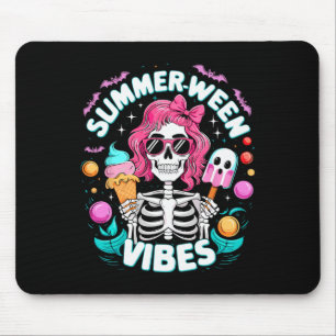 Summerween Vibes Skeleton Spooky Vacation Hallowee Mouse Pad