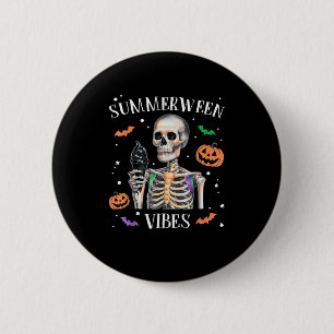 Summerween Vibes Skeleton Summer Halloween 6 Cm Round Badge