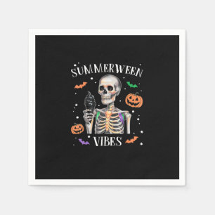 Summerween Vibes Skeleton Summer Halloween Napkin