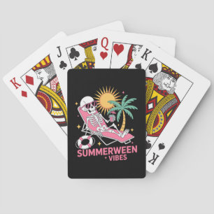Summerween Vibes Skeleton Summer Vacation Beach Fu Playing Cards