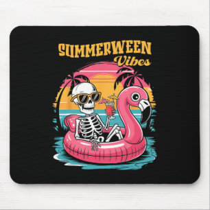 Summerween Vibes Skeleton Summer Vacation Funny Ha Mouse Pad