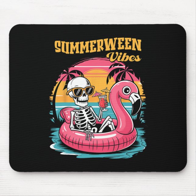 Summerween Vibes Skeleton Summer Vacation Funny Ha Mouse Pad (Front)