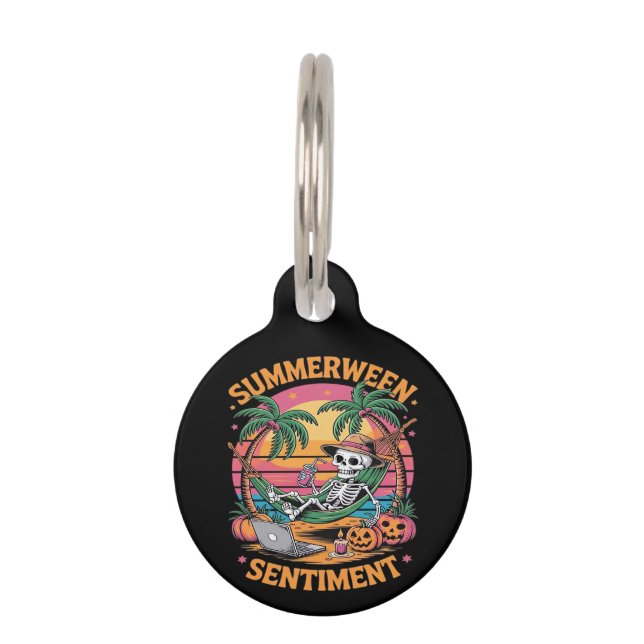 Summerween Vibes, Skeleton Summer Vacation, Summer Pet Tag (Front)