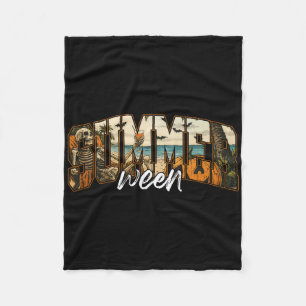 Summerween Vibes Spooky Ghoul Beach Halloween In S Fleece Blanket