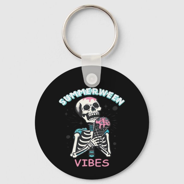 Summerween Vibes Spooky Summer Pumpkin Classic Key Ring (Front)