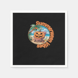 Summerween Vibes Spooky Summer Pumpkin Classic Vir Napkin