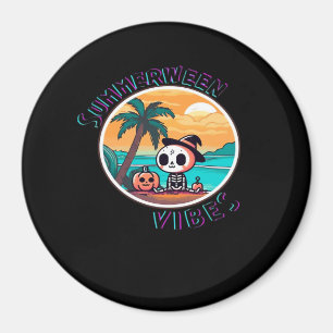 Summerween Vibes Spooky Summer Pumpkin Funny Magnet