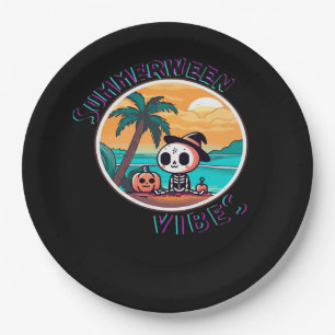 Summerween Vibes Spooky Summer Pumpkin Funny Paper Plate