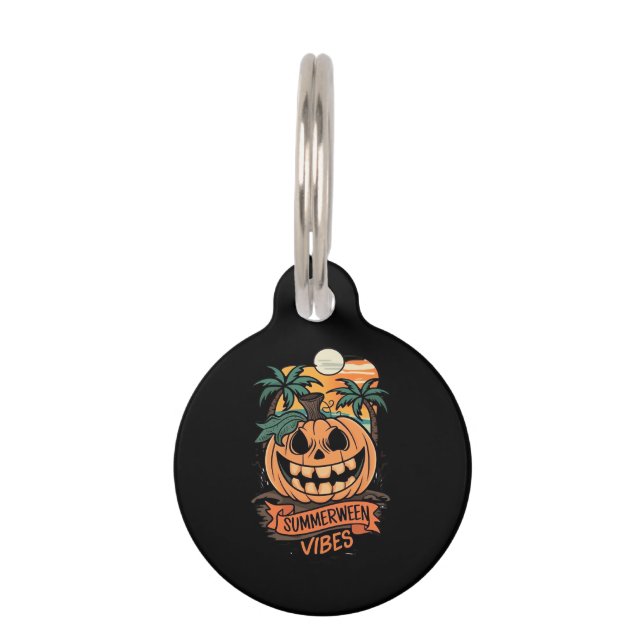 Summerween Vibes Spooky Summer Pumpkin  Pet Tag (Front)