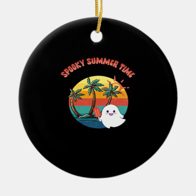 Summerween Vibes - Spooky Summer Time Classic Ceramic Ornament (Front)