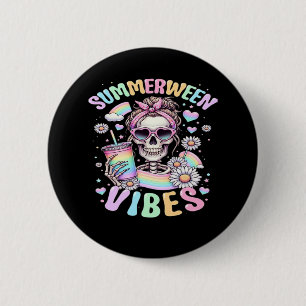Summerween Vibes Sweet Skeleton Girl Summer Hallow 6 Cm Round Badge