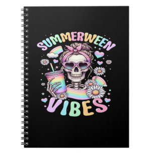 Summerween Vibes Sweet Skeleton Girl Summer Hallow Notebook