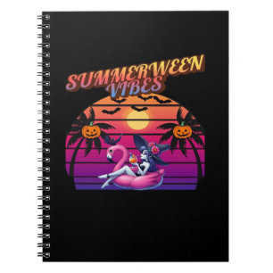 Summerween Vibes Witch Flamingo Float, Witch Summe Notebook