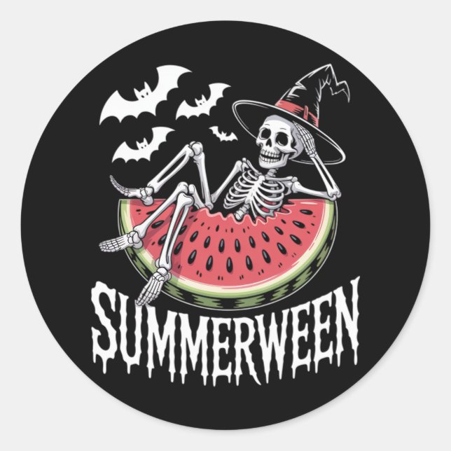 Summerween Watermelon Classic Round Sticker (Front)