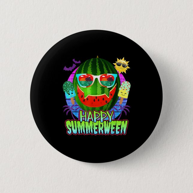 Summerween Watermelon Jack O Lantern 6 Cm Round Badge (Front)