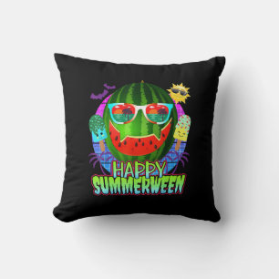 Summerween Watermelon Jack O Lantern Cushion