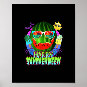 Summerween Watermelon Jack O Lantern Poster