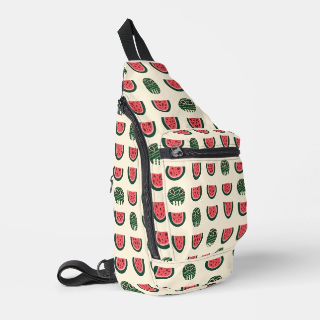 Summerween Watermelon Skull  Sling Bag (Left Corner)