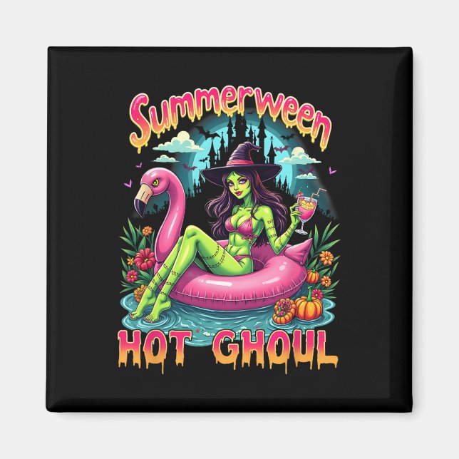 Summerween Witch Vibes Vacation Halloween Funny Pa Magnet (Front)