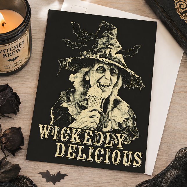 Summerween Witch with Ice Cream Spooky Goth Postcard (Creator Uploaded)