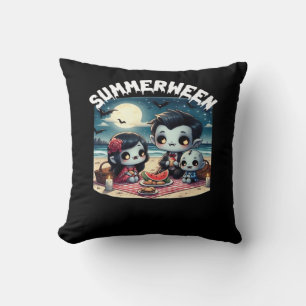 Summerween With A Family Of Vampires At The Beach  Cushion