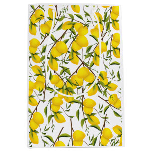Summery Citrus Lemon Tree Branches Medium Gift Bag