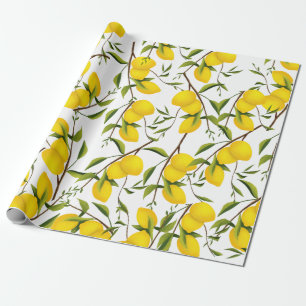 Summery Citrus Lemon Tree Branches  Wrapping Paper