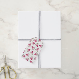 Summery Cute Watercolor Watermelon Slices Pattern Gift Tags