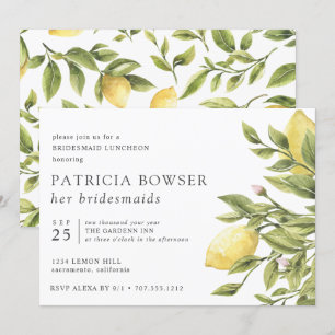Summery lemons leaves Bridesmaid Luncheon custom Invitation