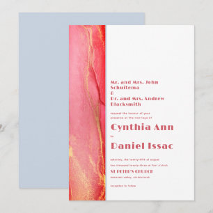 Summery Pink Blue Wedding Invitation