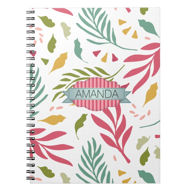 Summery Scattered Leaf Pattern ID387 Notebook (Front)