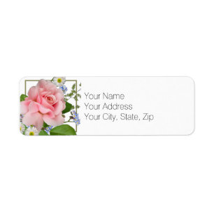 Summery Small Pink Rose  Return Address  Label