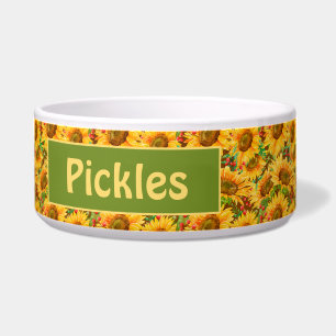 Summery Sunflowers Ceramic Pet Bowl