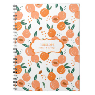 Summery Sweet Peach Pattern Monogram Notebook