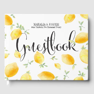 Summery Watercolor Lemon Wedding Guest Book
