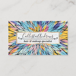 Summery Yellow Pink Floral Painted Line Art Business Card