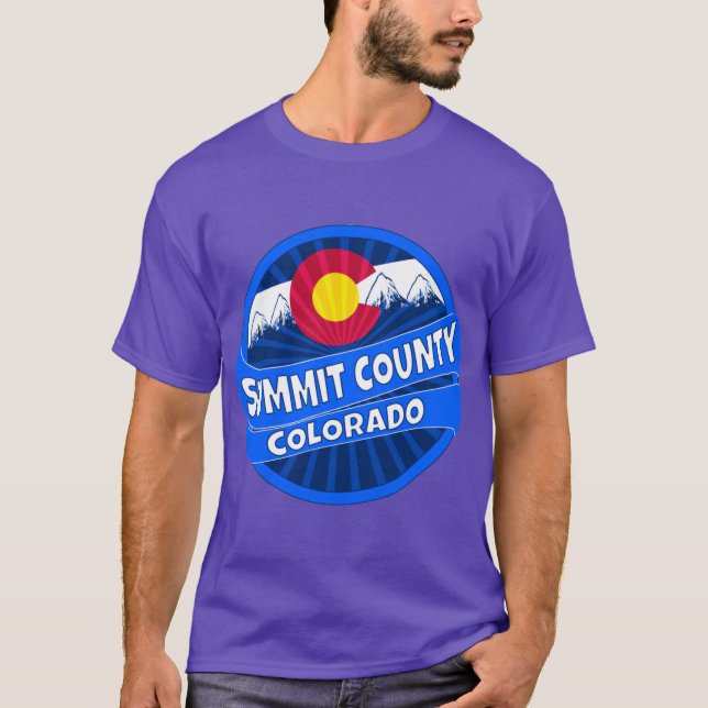 Summit County Colorado flag mountain burst T-Shirt (Front)