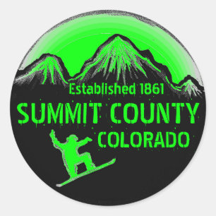 Summit County Colorado green snowboard art sticker