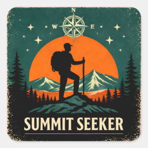 Summit Seeker – Mountain Top Hiker Achievement Square Sticker