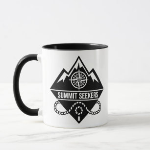 Summit Seekers Mountain Climbing Badge Design Mug