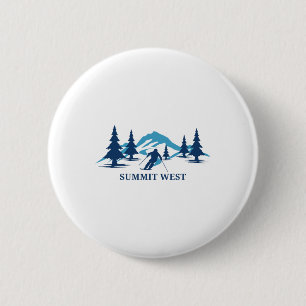 Summit West Washington Ski Resort Skiing Skier 6 Cm Round Badge