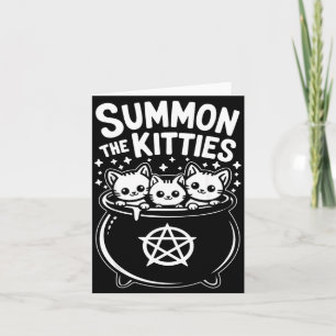 Summon The Kitties Cute Witches Cauldron Halloween Card