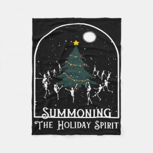 Summoning The Holiday Spirit Skeleton Dancing Chri Fleece Blanket