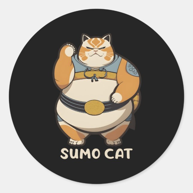 Sumo Cat Kitty Wrestler Classic Round Sticker (Front)