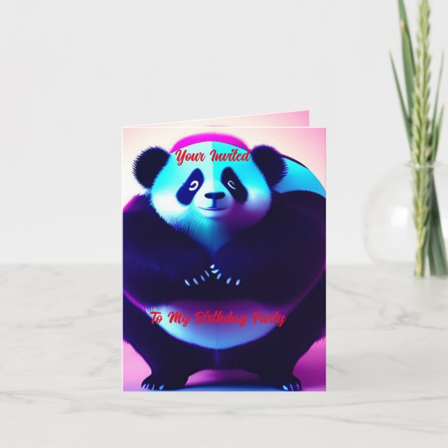 Sumo Panda The Bamboo Gnasher, Birthday Invitation (Front)