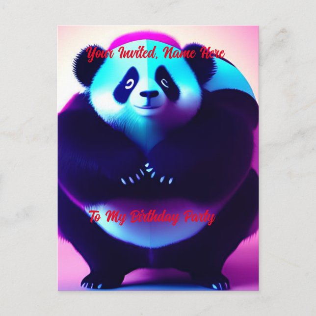 Sumo Panda The Bamboo Gnasher, Invitation Postcard (Front)