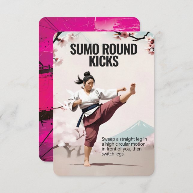 Sumo Round Kicks Fitness Card with Pink Backing (Front/Back)